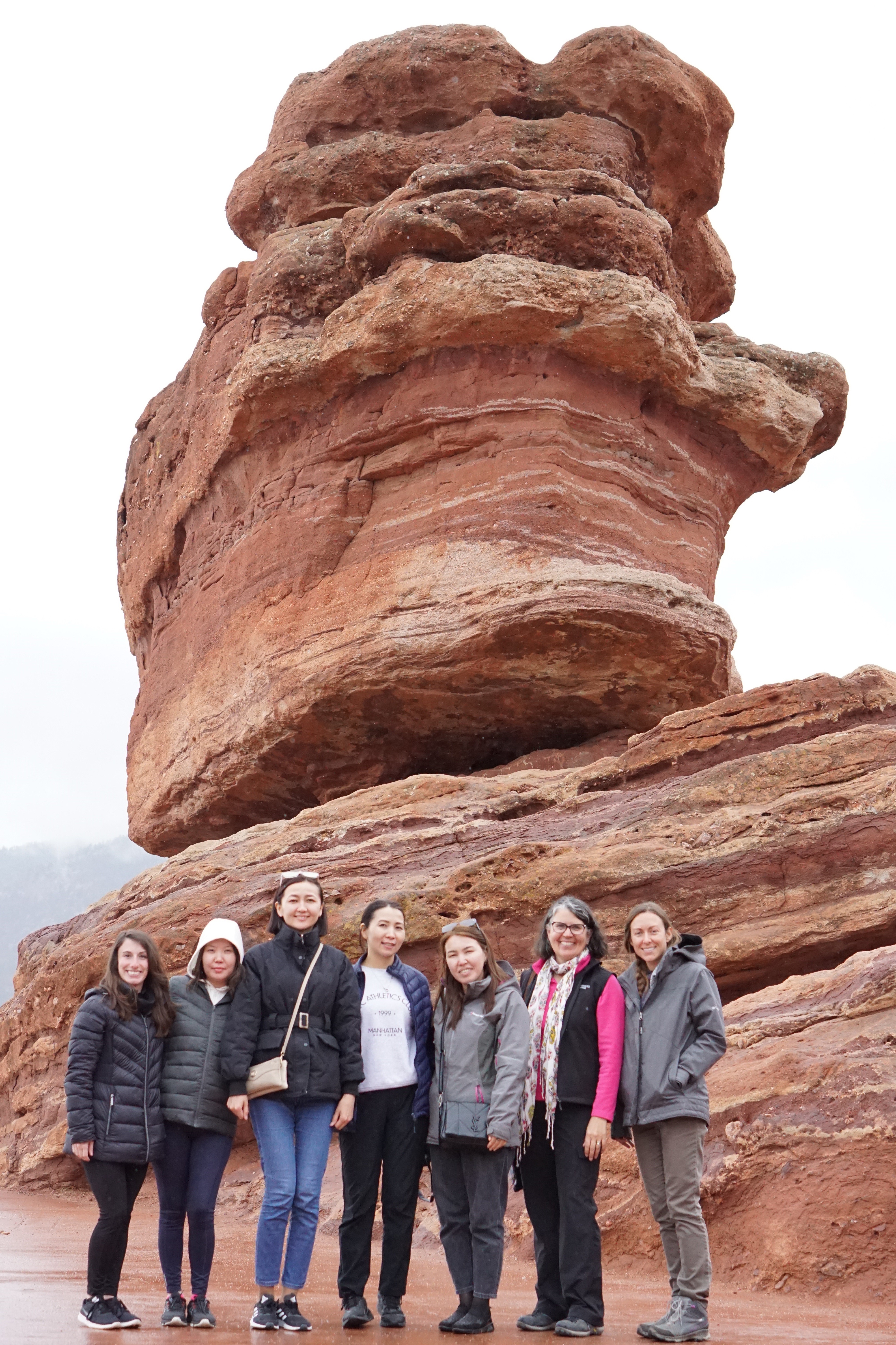 Women Leaders from Kyrgyzstan enjoy a cloudy day in Garden of the Gods park with their home hosts!