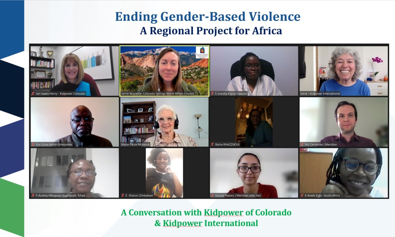 February: Delegates from across Africa meet with Co-Founder & Executive Director Jan Isaacs Henry of KidPower Colorado and Founder & Executive Director Irene van der Zande of KidPower International to learn about the two organizations and how they develop, organize, and present high-quality child protection, positive communication, advocacy, self-defense, and personal safety programs to put an end to gender-based violence.