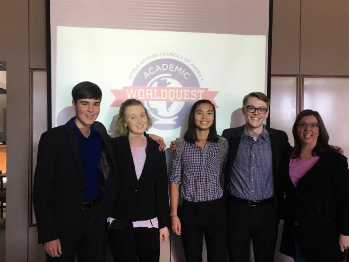 5 Students from Rampart HS - winners of Academic World Quest