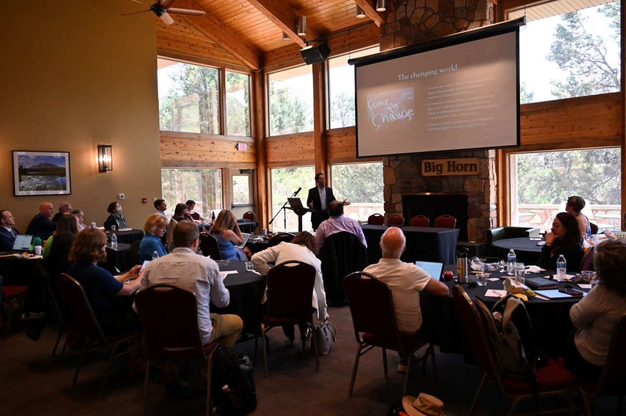 Better Business Bureau of Southern Colorado Board Member and small business owner Ramon Alvarez presenting on diversity.