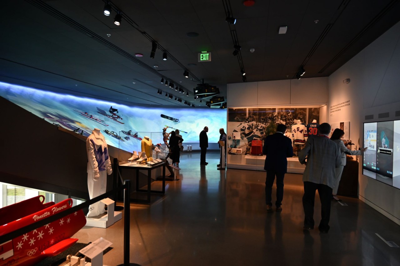 Guests meandering through the exhibits.